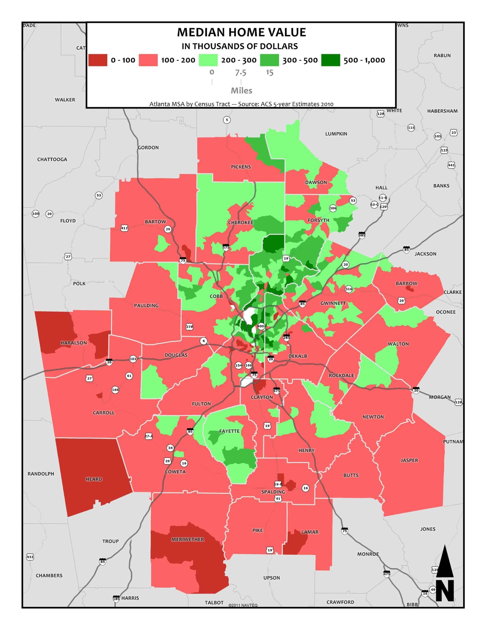Illustration of Metro&nbsp;Atlanta housing with rising values and environmental charts