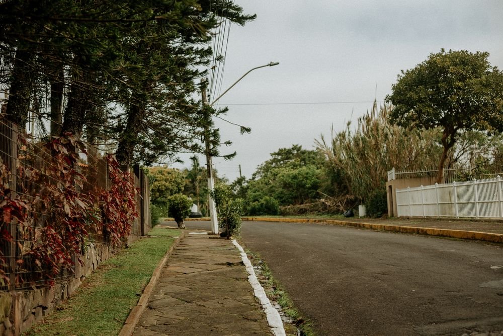 Quiet suburban Atlanta neighborhood street in morning light