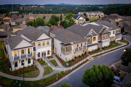 Towne Lake Woodstock GA community aerial view luxury homes Atlanta real estate